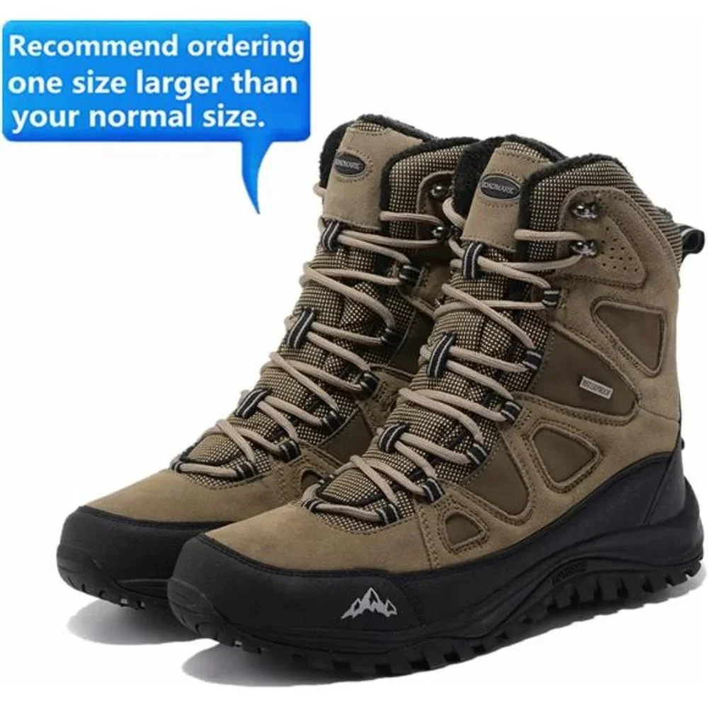 Men's Winter Waterproof Snow Hiking Boots Non Slip Trekking Outdoor Riding Boots